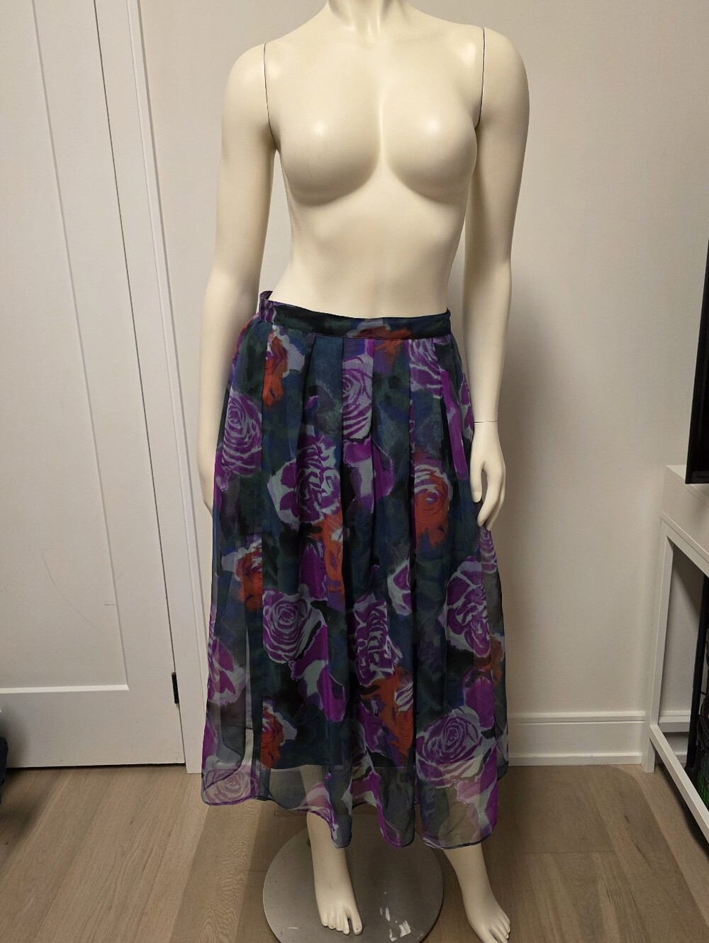 Vintage Impromptu Floral Print Midi Skirt M
